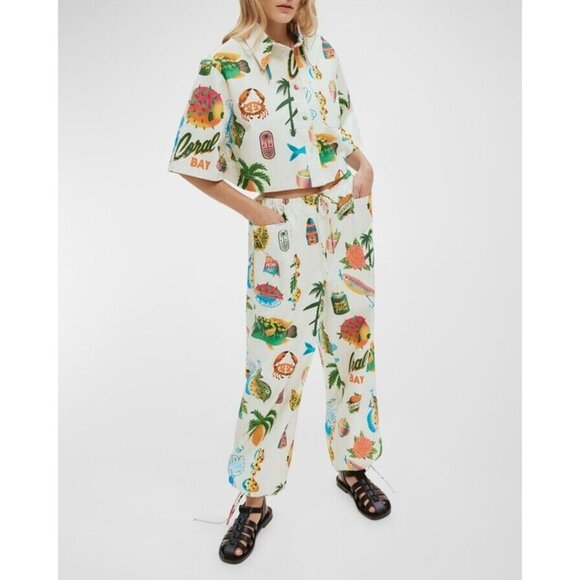 NWOT ALEMAIS x Alan Berry Rhys Samaki Cropped Organic Cotton Shirt Women's Sz 6 - Picture 3 of 15